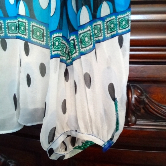 Diane Von Furstenberg 100% Silk Bohemian Style Blouse - Picture 12 of 14